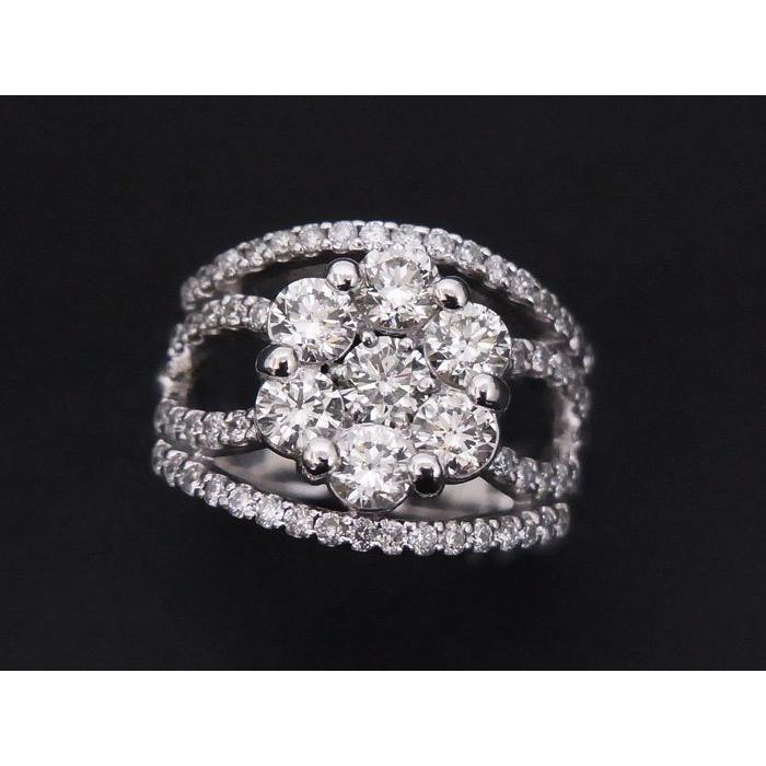 美品】【中古】 K18WG ダイヤモンド 1.509ct 0.54ct フラワーモチーフ 