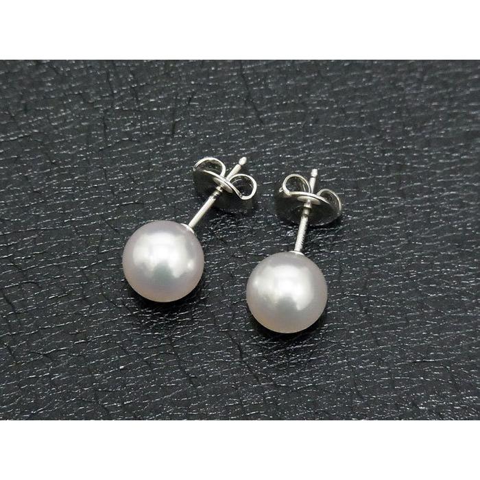 中古】【美品】 ミキモト MIKIMOTO 真珠 パール 7.5mm ピアス K18WG 
