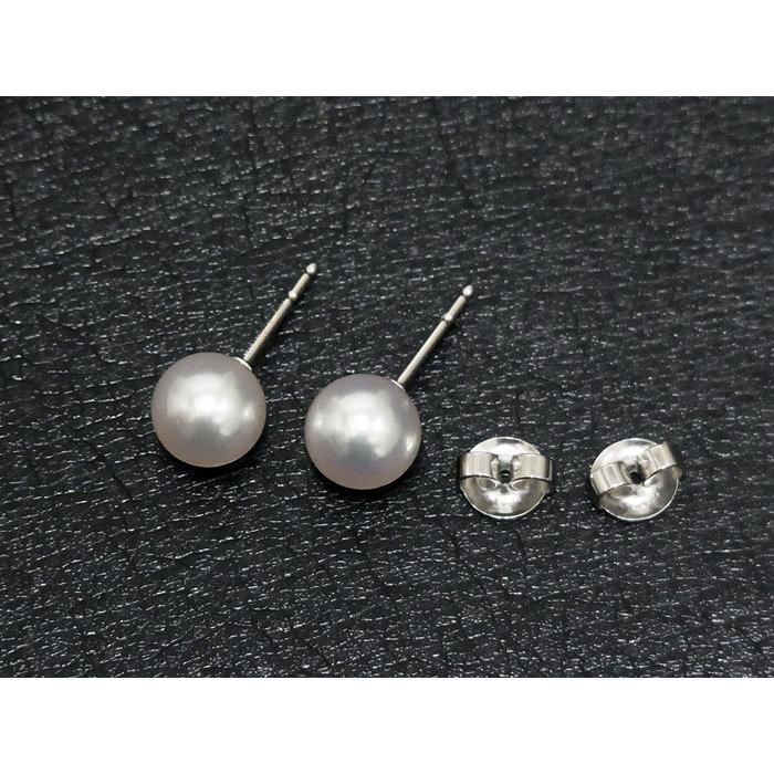 中古】【美品】 ミキモト MIKIMOTO 真珠 パール 7.5mm ピアス K18WG 