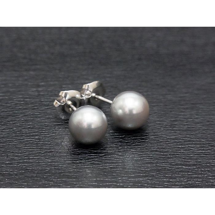 中古】【美品】 TASAKI タサキ 田崎真珠 グレー パール 7.5mm ピアス 