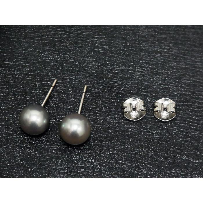 中古】【美品】 TASAKI タサキ 田崎真珠 グレー パール 7.5mm ピアス 
