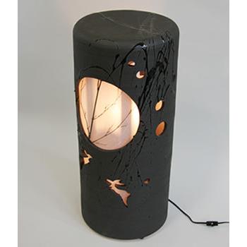 信楽焼 風の水琴洞夢 月うさぎ 癒しのあかりと風鈴の音色が幻想的な