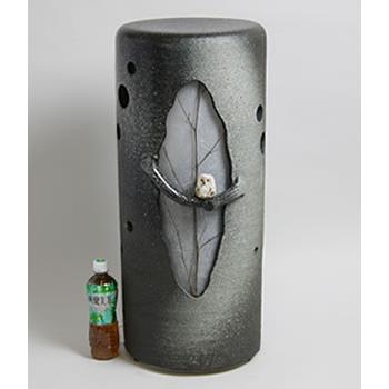 未使用品】壱彦 信楽焼 風鈴 照明 風の水琴洞夢 ふくろう ak-0064