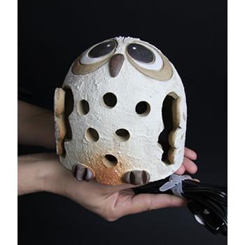 信楽焼 白フクロウ照明 和風 やさしい 幻想的 インテリア 明り ギフト