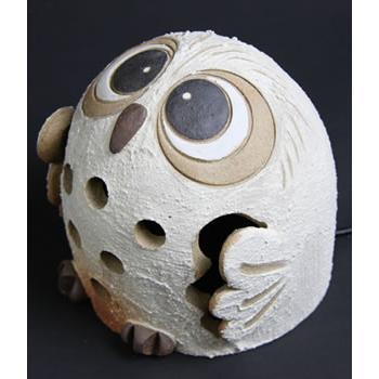 信楽焼 白フクロウ照明 和風 やさしい 幻想的 インテリア 明り ギフト