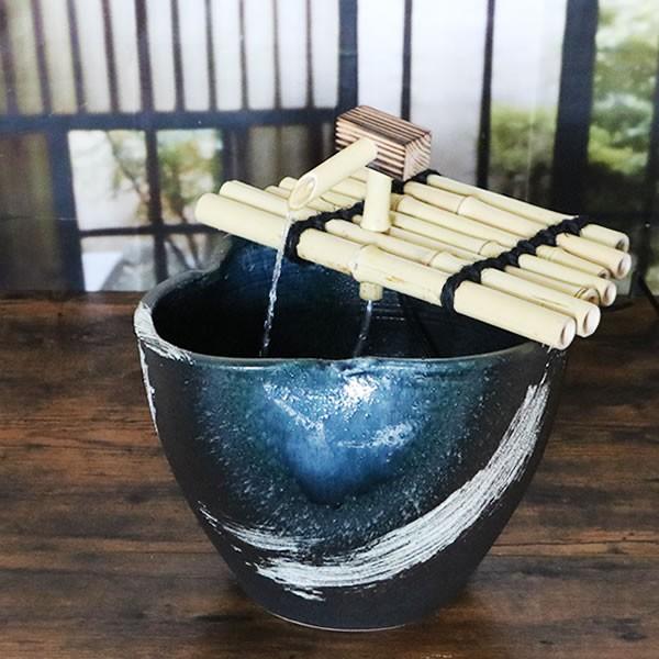 信楽焼 つくばい 陽炎、水音の電動ツクバイ 循環式 陶器 蹲 水琴窟 す