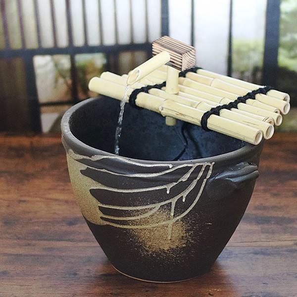 信楽焼 つくばい 水音の電動ツクバイ 循環式 陶器ツクバイ 蹲 水琴窟