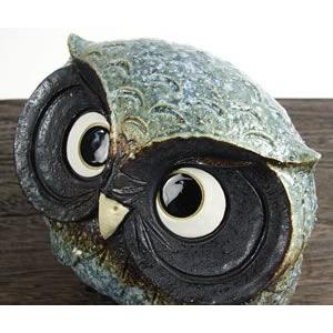 フクロウ置き物　信楽焼と木彫り 信楽焼 ふくろう 陶器 フクロウ 置物 かわいい おしゃれ ギフト