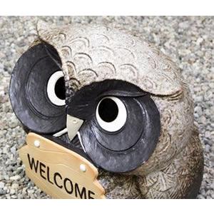 信楽焼 文字入れ 13号表札福多郎 ふくろう 幸せ 梟 ギフト お