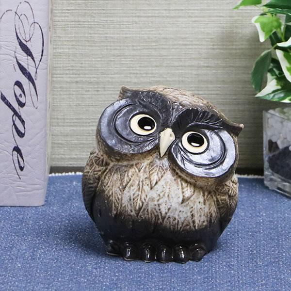 信楽焼 ふくろう 陶器 フクロウ 置物 かわいい おしゃれ ギフト 玄関 インテリア 庭 新築祝 開店祝 縁起物 3号首かしげ(粉引) fu-0148 | ブランド登録なし