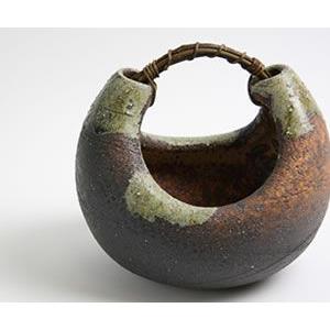 信楽焼 古陶つる渡し花器 和風 癒し 壷 つぼ 花瓶 花器 花入れ
