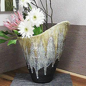 信楽焼 砂入り茶窯変ひねり花器 花入れ 和風 インテリア 花瓶 花器 