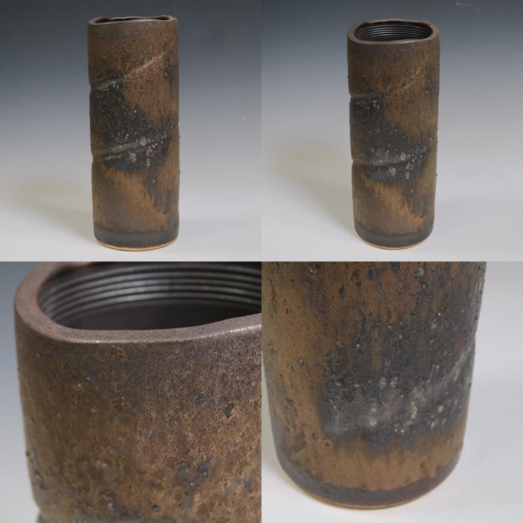 信楽焼 花瓶 花入れ 寸胴 おしゃれ 縦長 陶器 一輪挿し 花器