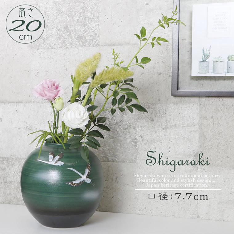 鶴絵花瓶