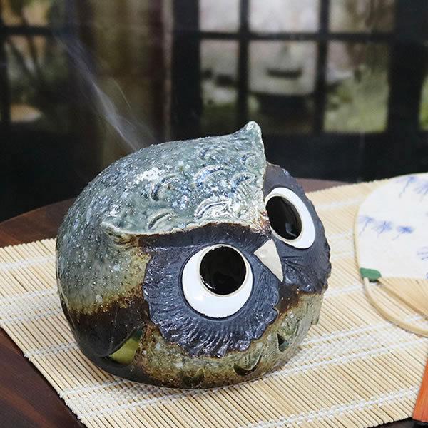 信楽焼 蚊やり 蚊取り ふくろう蚊やり器 陶器 蚊やり器 蚊遣り器