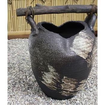 傘立て 陶器 おしゃれ 信楽焼 かさたて 和風 傘入れ モダン 黒 玄関 新築祝 ギフト シンプル 開店祝 流木付き刷毛目傘立て kt-0184_3