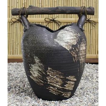 傘立て 陶器 おしゃれ 信楽焼 かさたて 和風 傘入れ モダン 黒 玄関 新築祝 ギフト シンプル 開店祝 流木付き刷毛目傘立て kt-0184_5