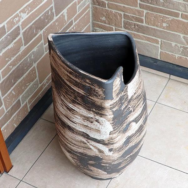 信楽焼 傘立て 六角形 陶器 和風 玄関収納 和モダン 傘立て 陶器 おしゃれ 信楽焼 かさたて 和風 傘入れ モダン 黒 玄関