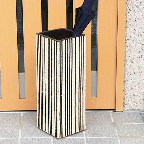 傘立て 陶器 おしゃれ 信楽焼 かさたて 和風 傘入れ モダン ストライプ 玄関 新築祝 スリム ギフト シンプル イキライン傘立て kt-0235