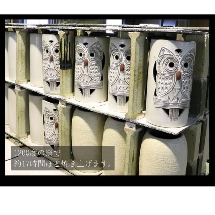 傘立て 陶器 信楽焼 おしゃれ スリム フクロウ 傘入れ モダン シンプル 玄関 和風 新築祝 ギフト 開店祝 茶ふくろう彫つぼ型傘立て kt-0276_3