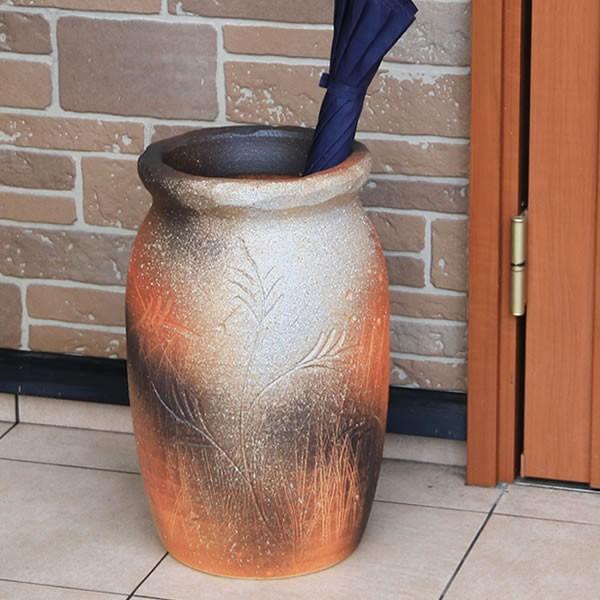 傘立て 陶器 おしゃれ 信楽焼 かさたて 和風 傘入れ モダン 緋色 玄関