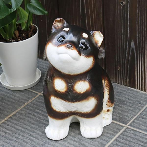 信楽焼 犬 黒柴犬おすわり イヌ 陶器 いぬ 柴いぬ 置物 やきもの