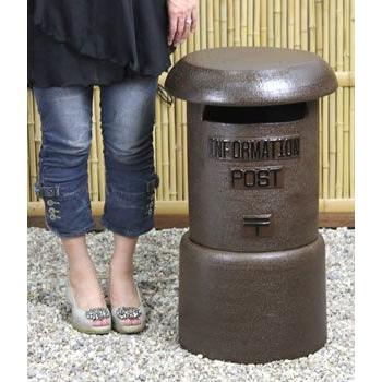 信楽焼 陶製レトロ茶ポスト 大 名前入れ可 陶器郵便受け 新聞受け 玄関