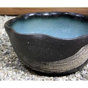 信楽焼　ブルー手作りめだか鉢　水連鉢　ビオトープ　直径49㌢ 信楽焼 ブルー手作りめだか鉢 水連鉢 ビオトープ 直径49