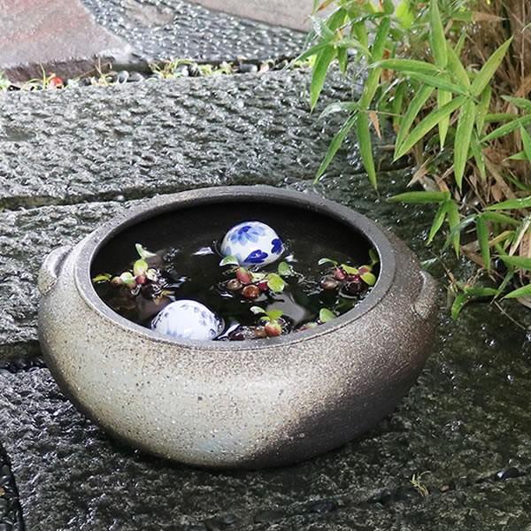 円形陶器メダカ鉢 小型　金魚鉢 信楽焼 睡蓮鉢 メダカ鉢 おしゃれ めだか鉢 陶器 水鉢 ビオトープ