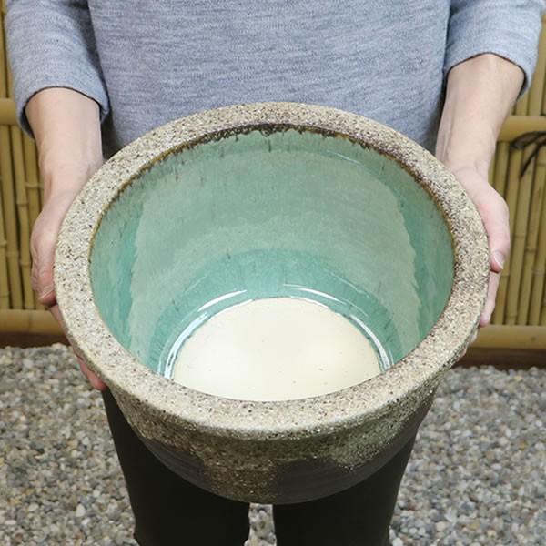 信楽焼 睡蓮鉢 メダカ鉢 おしゃれ めだか鉢 陶器 水鉢 ビオトープ 金魚鉢 信楽焼き スイレン鉢 ハス鉢 10号灰流し千段水鉢 su-0194 | ブランド登録なし | 03