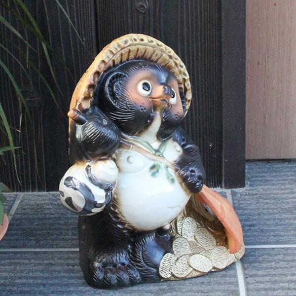 信楽焼 9号熊手狸 たぬき タヌキ 狸 開運 縁起物 可愛い 陶器