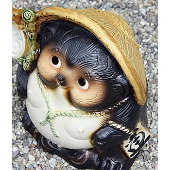 信楽焼 11号福々蛙付狸(オス) たぬき タヌキ 狸 開運 縁起物 可愛い