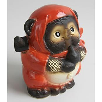 信楽焼 ドロン忍者狸(赤) たぬき タヌキ 開運 縁起物 可愛い 陶器 商売