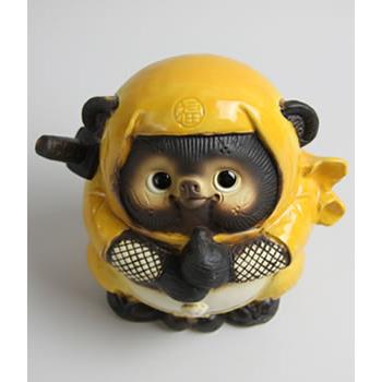 信楽焼 ドロン忍者狸(黄) たぬき タヌキ 開運 縁起物 可愛い 陶器 商売繁盛 ギフト 開店祝 置物 かわいい ニンジャ 忍び ta-0085 | ブランド登録なし | 05