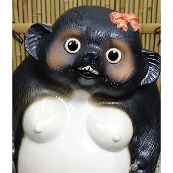 信楽焼 25号メス狸 たぬき タヌキ 開運 縁起物 可愛い 陶器 商売繁盛