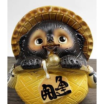 たぬきち 信楽焼 7号ガマグチ狸(黄色) たぬき タヌキ 狸 開運 縁起物