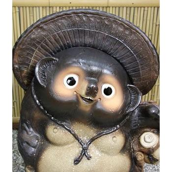 信楽焼 30号古信楽風福ひねり狸 たぬき タヌキ 開運 縁起物 可愛い