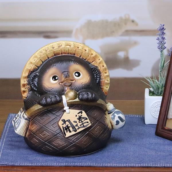 信楽焼 7号ガマグチ狸(茶色) たぬき タヌキ 狸 開運 縁起物 可愛い