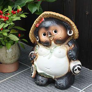 ★陶器製 たぬき 狸 ひねり狸 置物 縁起物 風水★11号 信楽焼 10号ひねり狸(メス) たぬき タヌキ 狸 開運 縁起物 可愛い 陶器