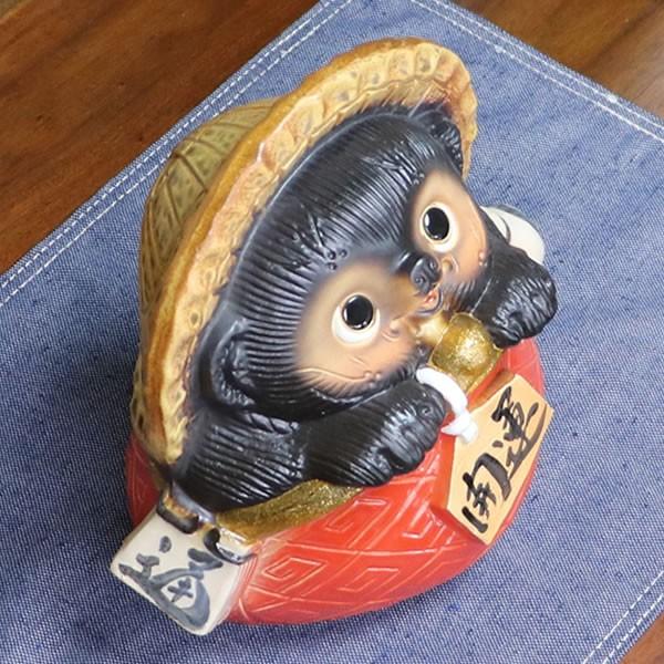 信楽焼 7号ガマグチ狸(赤色) たぬき タヌキ 狸 開運 縁起物