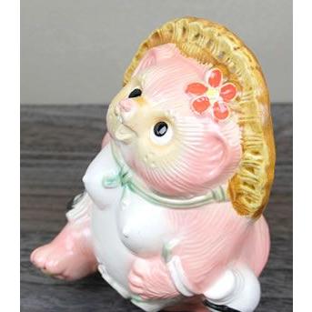 信楽焼 7号散歩ピンク狸 たぬき タヌキ 狸 開運 縁起物 可愛い 陶器