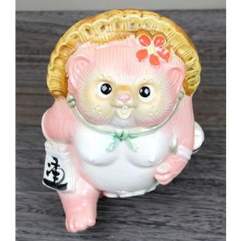 信楽焼 7号散歩ピンク狸 たぬき タヌキ 狸 開運 縁起物 可愛い 陶器