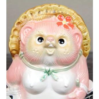 信楽焼 7号散歩ピンク狸 たぬき タヌキ 狸 開運 縁起物 可愛い 陶器