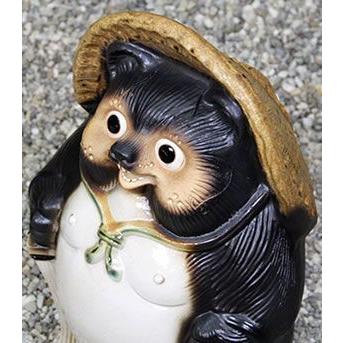 幕末明治頃　福々しさタップリな京焼タヌキ　縁起物　骨董　茶道具　置物　人形 幕末明治頃 福々しさタップリな京焼タヌキ 縁起物 骨董 茶道具 置物 人形