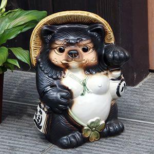 信楽焼 シーサー狸(メス) たぬき タヌキ 開運 縁起物 可愛い 厄除け