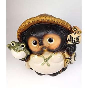 信楽焼 9号福蛙持ち開運狸 たぬき タヌキ 狸 開運 縁起物 可愛い 陶器