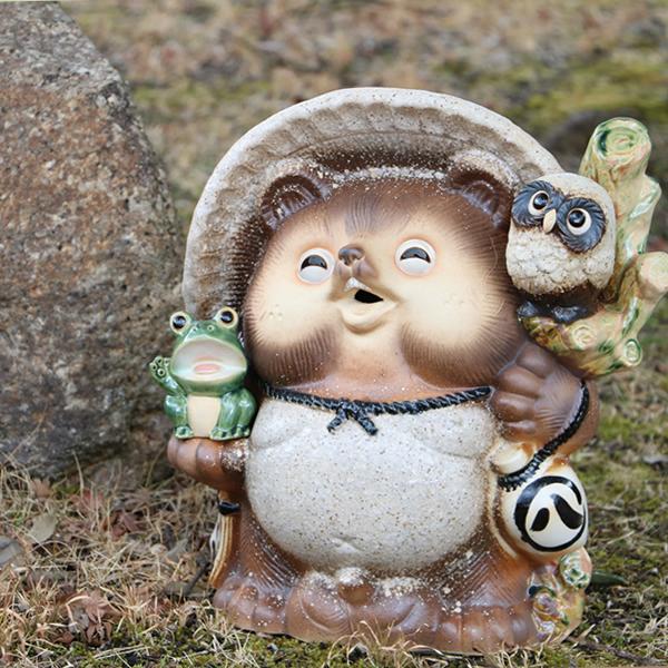 信楽焼 13号古信楽風満願成就狸(笑い目) たぬき 開運 縁起物 可愛い 蛙