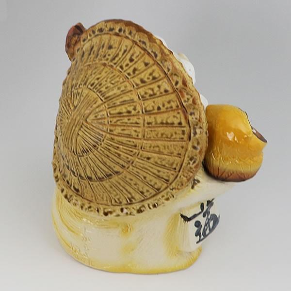 信楽焼 9号ふくろう持ち仙人狸(黄) たぬき タヌキ 開運 縁起物 可愛い