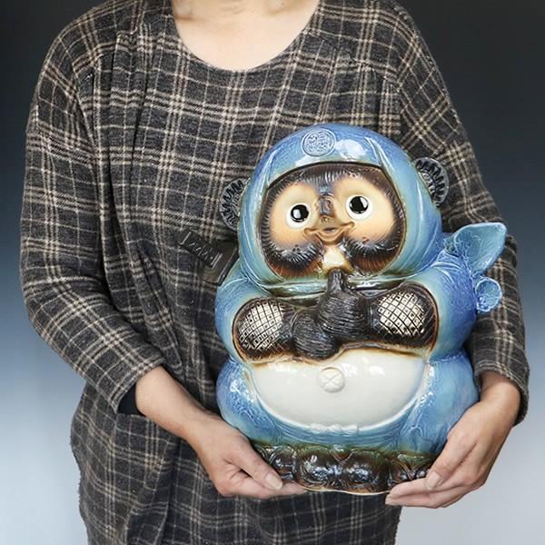 信楽焼 青忍者狸(大)たぬき タヌキ 開運 縁起物 可愛い 陶器 信楽焼 青忍者狸(大)たぬき タヌキ 開運 縁起物 可愛い 陶器