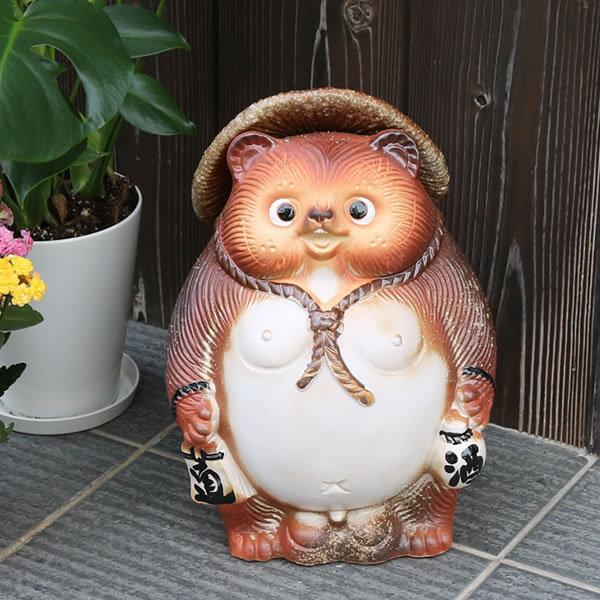 ★ 狸 火鉢 径73～77cm 信楽焼 焼きキズ有り★ 信楽焼 火色笑福狸 たぬき タヌキ 狸 開運 縁起物 可愛い 陶器 商売